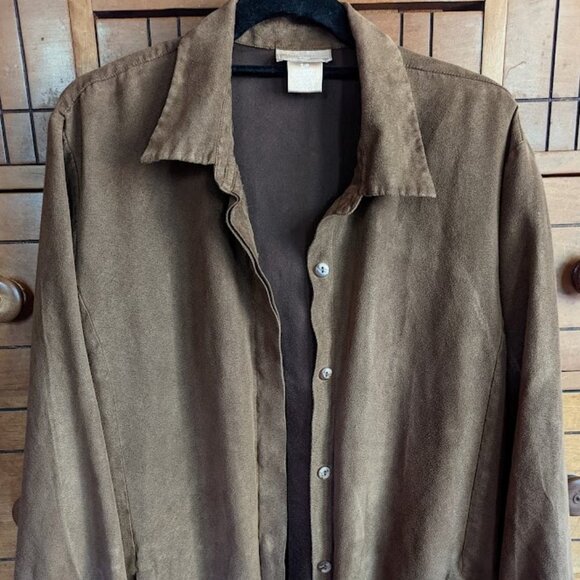 Vintage Cotton Ginny Suede-Like Jacket c 1990s – Plus Size Small - Picture 2 of 12